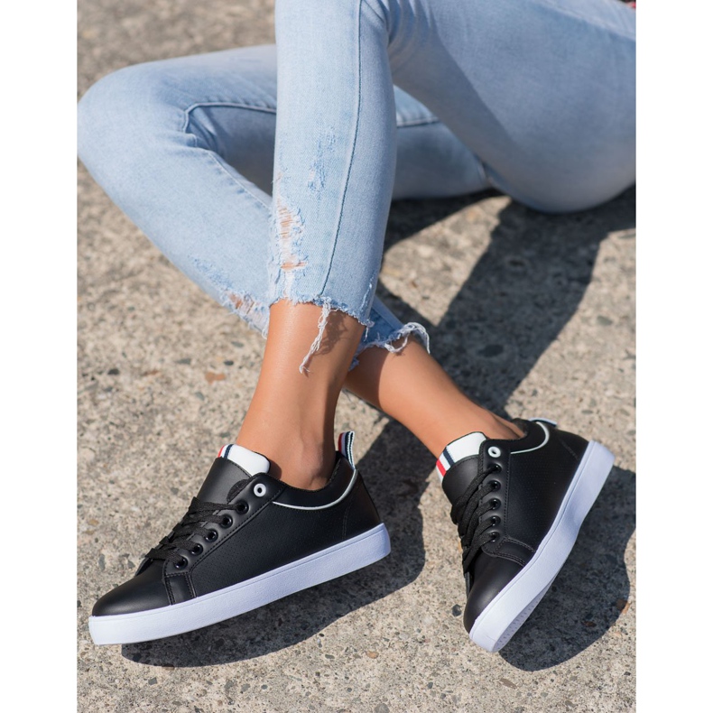 SHELOVET Snygga sneakers med ekoläder svart 2