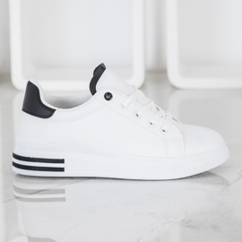 SHELOVET Moderiktiga knutna sneakers vit 1