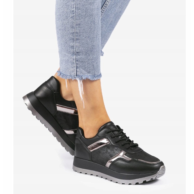 Svarta eko-läder sportskor 2019-447 1