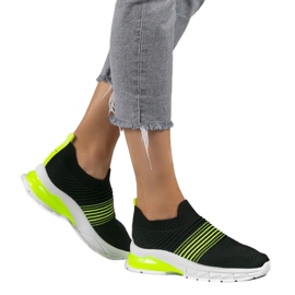 Svarta och gröna sports slip-on skor 8087-SP 1