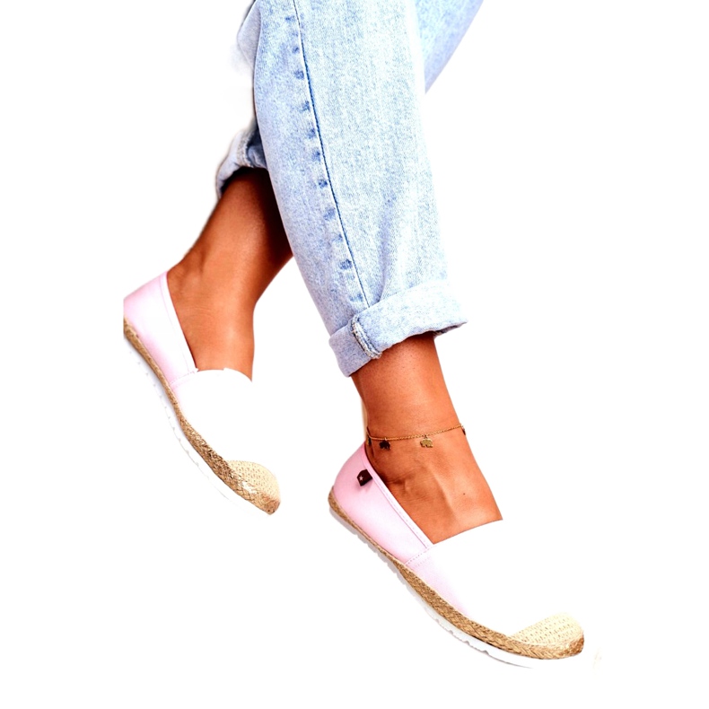 Kvinnors Espadriller, Flätad Sole Pink Big Star DD274728 beige rosa gyllene 1