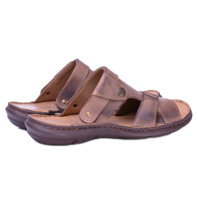 Polbut Läderbruna Herr Tofflor Sandaler Hideki 1