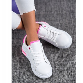 SHELOVET Moderiktiga knutna sneakers vit rosa 2
