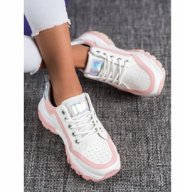 SHELOVET Eco Leather Sneakers vit rosa 1
