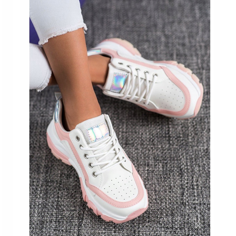 SHELOVET Eco Leather Sneakers vit rosa 1