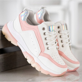 SHELOVET Eco Leather Sneakers vit rosa 2