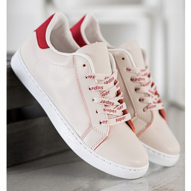 SHELOVET Trendiga sportskor vit röd 2