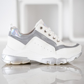 SHELOVET Eco Leather Sneakers vit grå 2