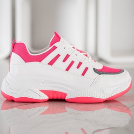 SHELOVET Bekväma sneakers med mesh vit rosa 2