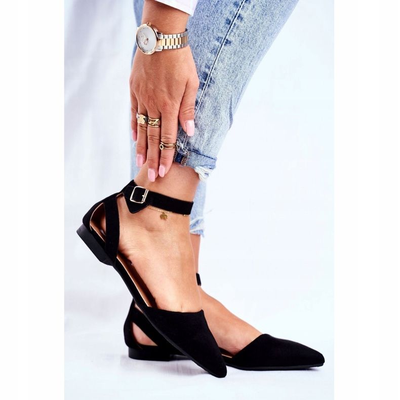 SEA Kvinnors svarta platta ballerinor med bälte med Allison Spitz 1