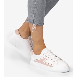 Vita klassiska sneakers med strass A88-69 1