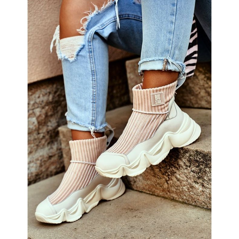 Kvinnors höga sportskor Big Star White GG274608 vit 1