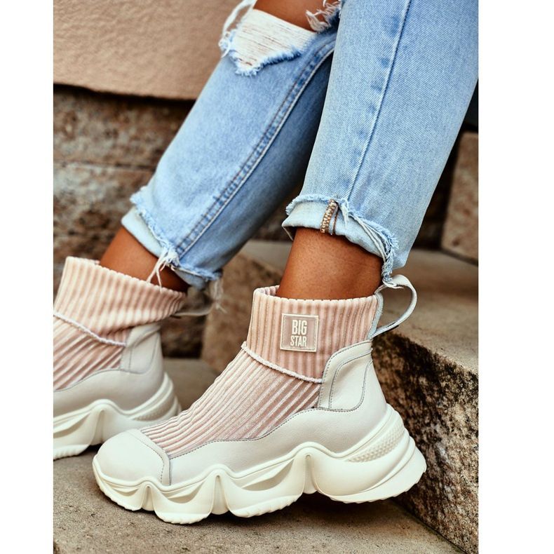 Kvinnors höga sportskor Big Star White GG274608 vit 2