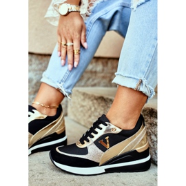Vinceza Kvinnors sportskor Sneakers svart och guld 21-10574 2