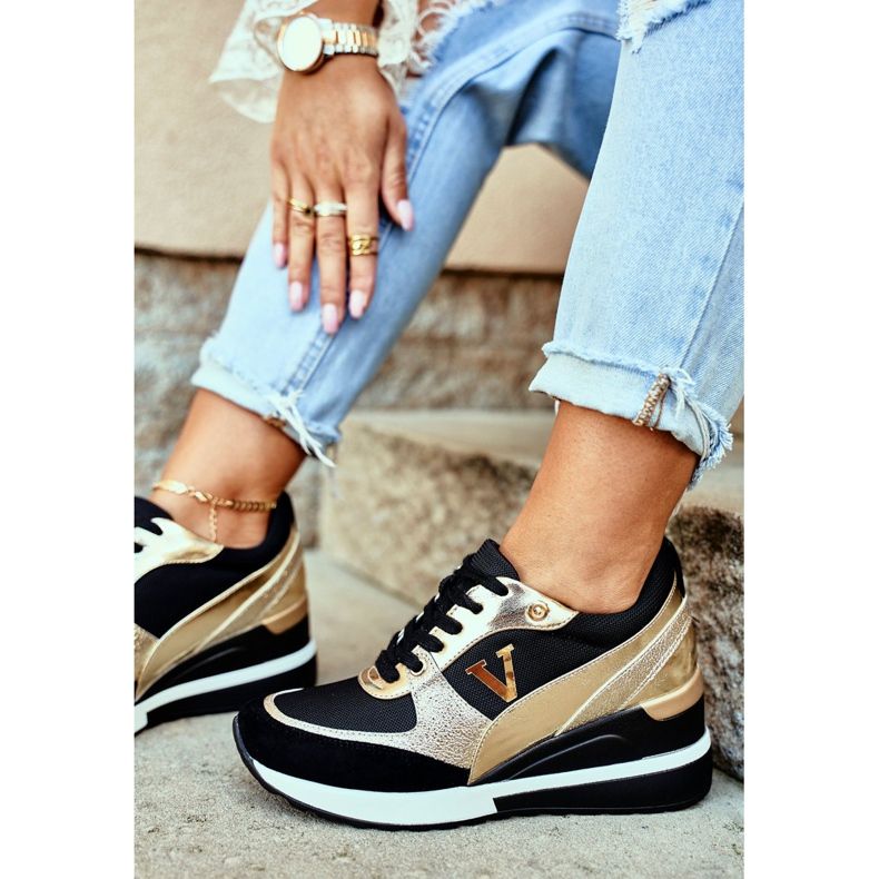 Vinceza Kvinnors sportskor Sneakers svart och guld 21-10574 2