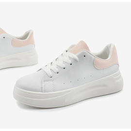 Vita sneakers med ekoläder LLQ204-11 rosa 1