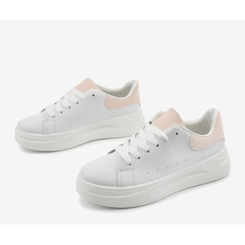 Vita sneakers med ekoläder LLQ204-11 rosa 2