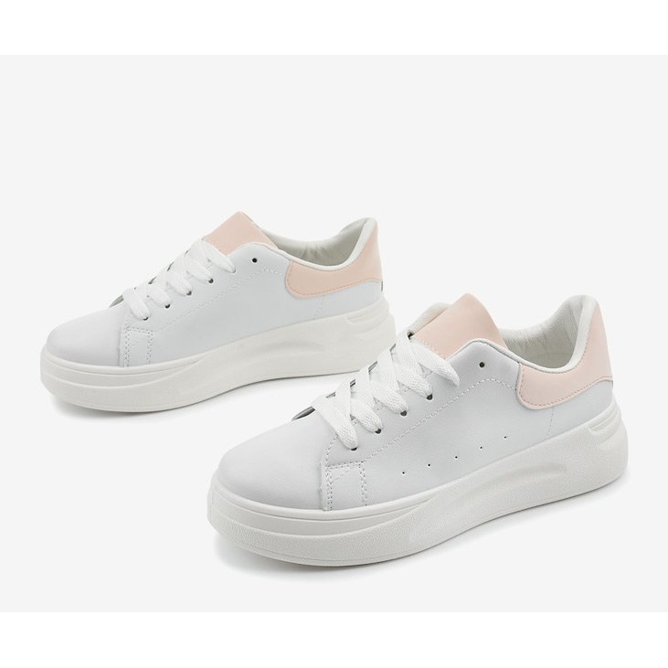 Vita sneakers med ekoläder LLQ204-11 rosa 2