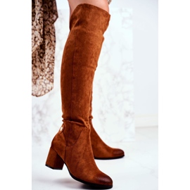 Vinceza Dam stövlar på hälen mocka Camel Torgos brun 1