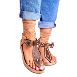 Lu Boo Brun bundna sandaler för kvinnor japanska Mara 1