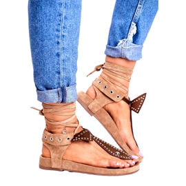 Lu Boo Brun bundna sandaler för kvinnor japanska Mara 3