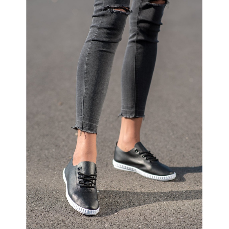 SHELOVET Svarta sneakers med ekoläder 1