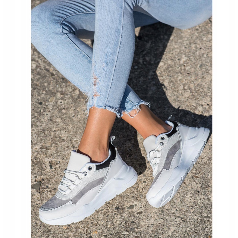 SHELOVET Snygga snörade sneakers vit 1