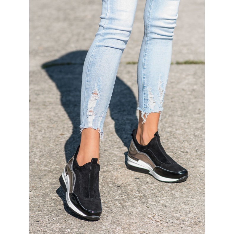 VINCEZA Slip-On-läderskor svart 2