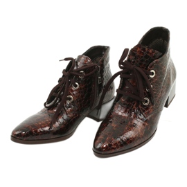 Gamis Lackerade stövlar med ormskinn 4055 brun 2