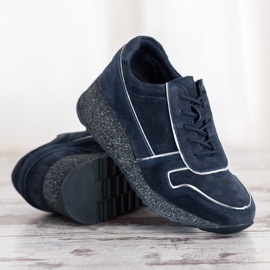 Filippo Läderskor med glitterplattform blå 2