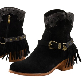 Svarta stövletter i mocka med en generationsstjärna 1