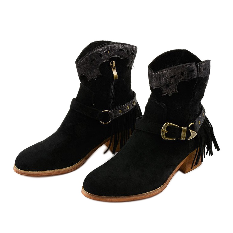 Svarta stövletter i mocka med en generationsstjärna 2