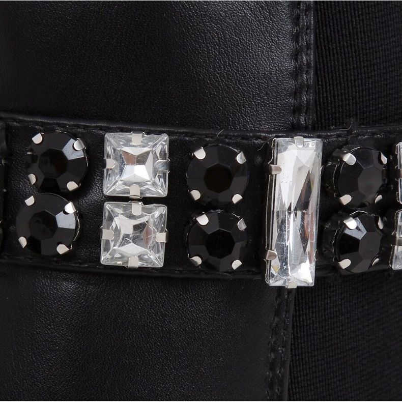 Stövlar dekorerade med stenar svart CH19176 Svart 1