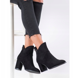 SHELOVET Högklackade stövlar i mocka svart 1