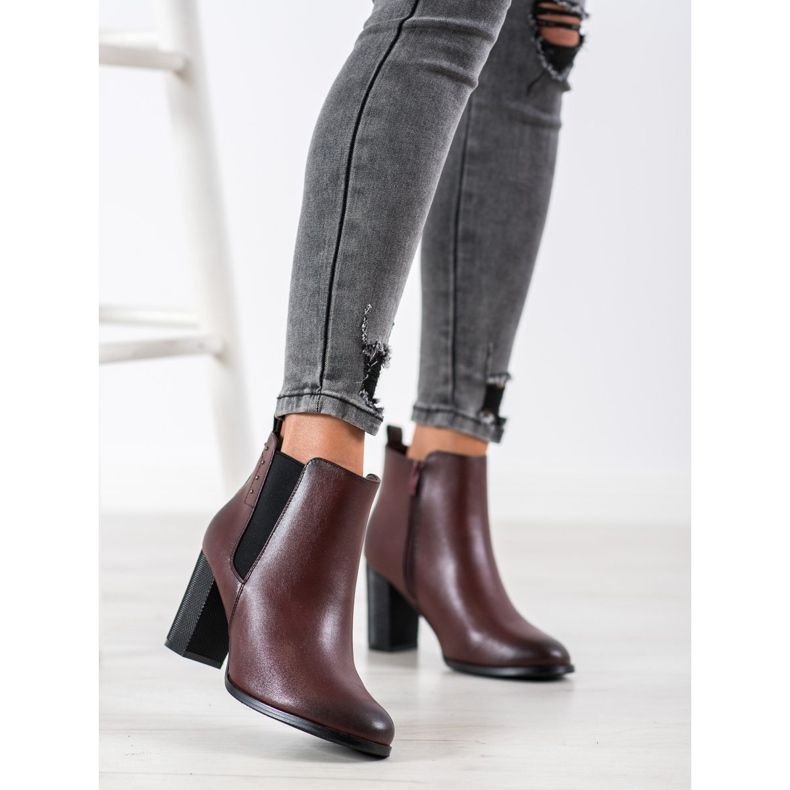 SHELOVET Stövlar med dekorativ häl brun 1