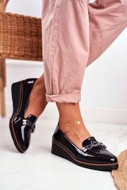 Vinceza Kvinnors svarta mockasiner lackerade på Abba -kilen grå 4