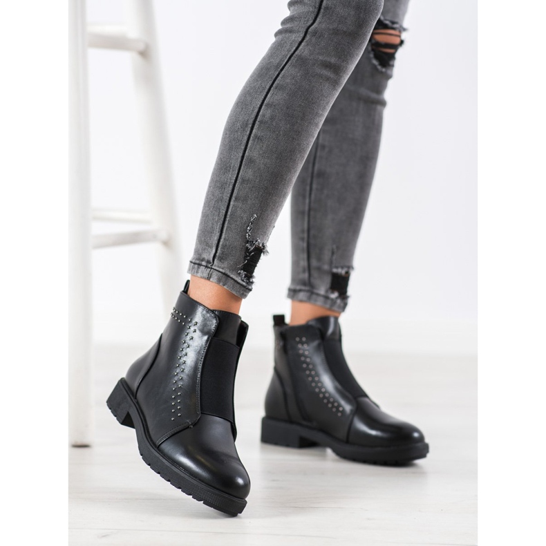 Sergio Leone Bekväma stövlar med elastiskt band svart 2