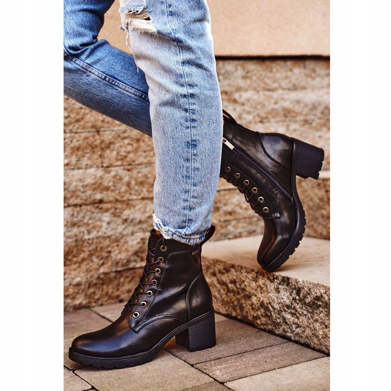 Vinceza Kvinnors stövlar på en häl Svart Fiber Varm 1