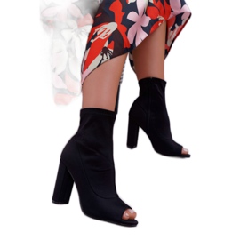 SEA Kvinnors stövlar på en högklackad Lycra Open Toes Black First svart 1