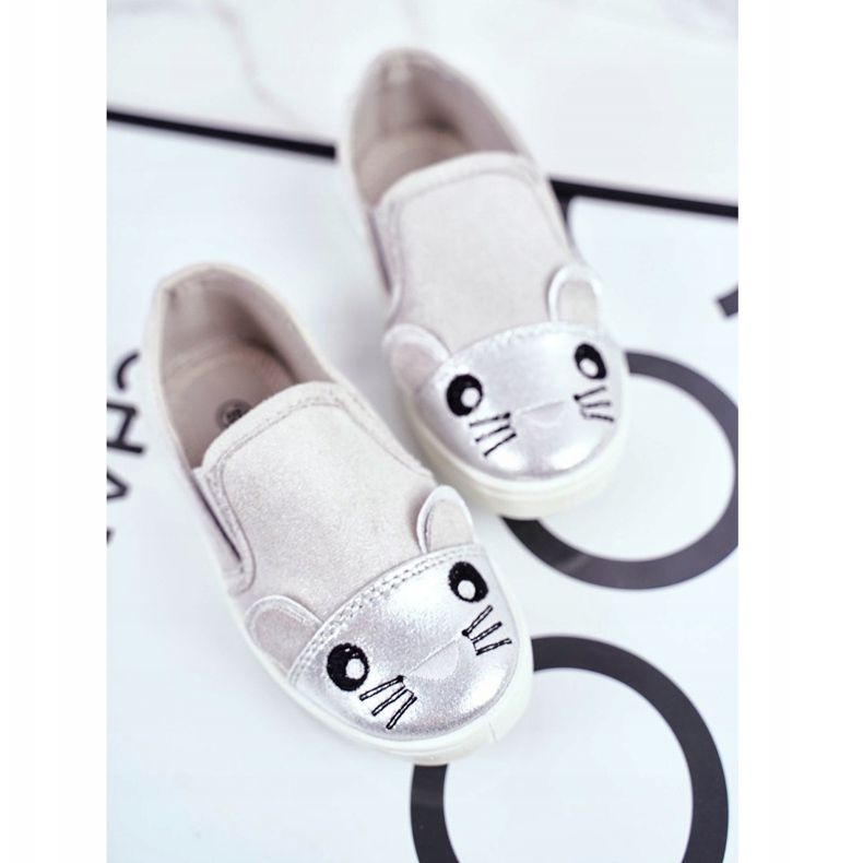 Sabana Barns sneakers Slip-on med mus ljusgrå godis 1