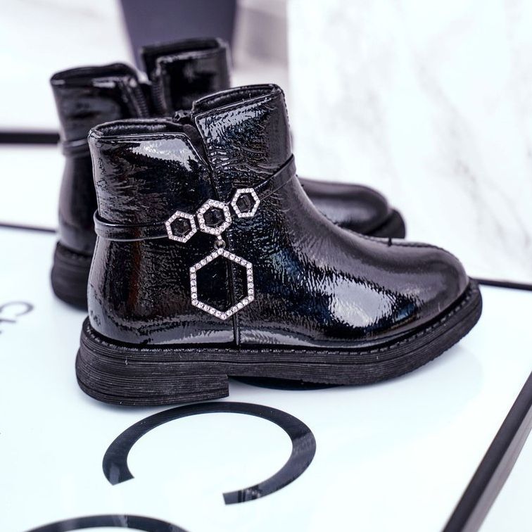 Apawwa Barnstövlar Lackade Svarta Fami ['svart'] 1