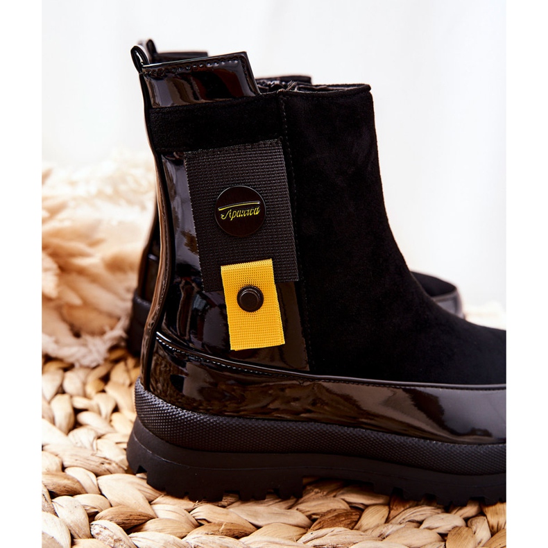 Apawwa Barnens svarta mocka lackerade stövlar My Lovely 1