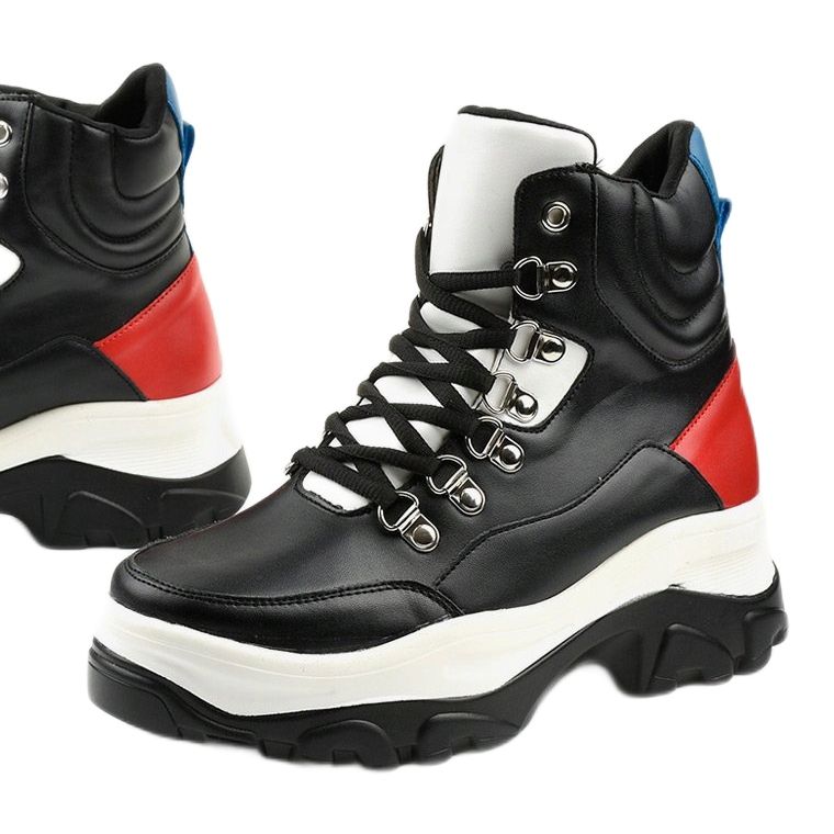 Svarta sneakers färgglada Neamelira vit röd 1