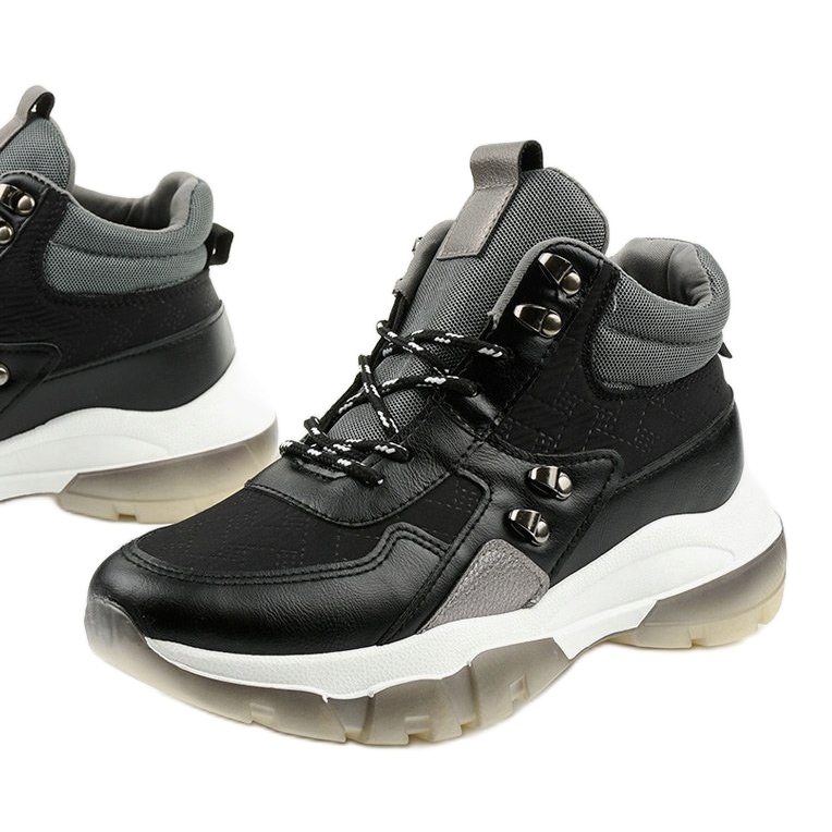 Svarta fashionabla sportskor av Donatella i ekoläder grå 1