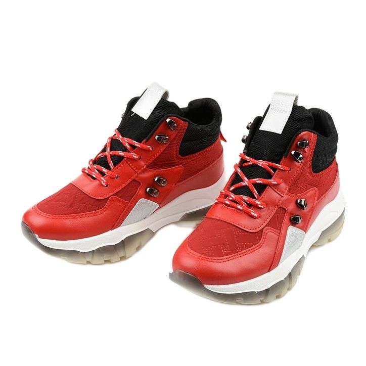 Röda fashionabla sportskor av Donatella i ekoläder svart 2