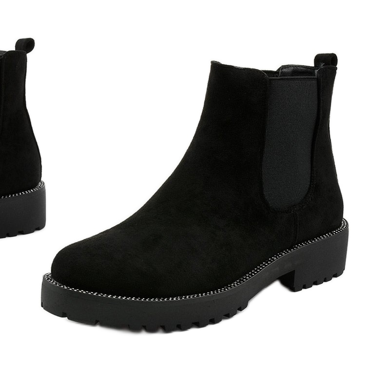 Svarta platta stövlar i mocka från Nahneva 1