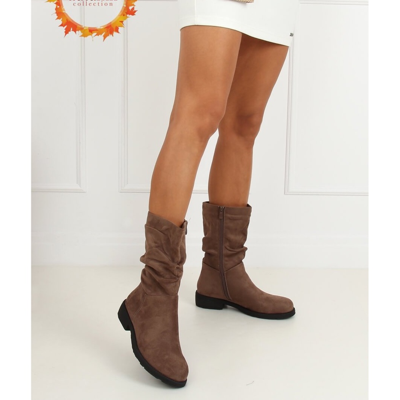 Kvinnors korta stövlar mörkbeige CH1908 Khaki kaki 1