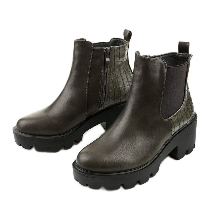 Grå platta stövlar i ekoläder Etablerad 2