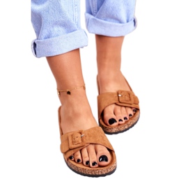 BUGO Kvinnors bruna tofflor Spänne Justerbar Rosaline 3