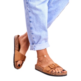 BUGO Kvinnors bruna tofflor Spänne Justerbar Rosaline 2